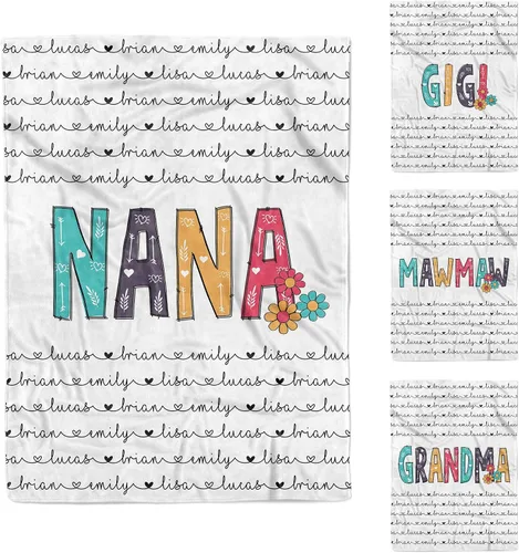 Vista 22 de Personalized Grandma Blanket, Gifts for Grandmother from Grand Kids, Name Blankets for Mimi, Gigi, Nana (Grandma 01)