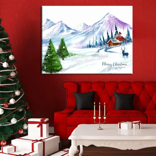 Vista 3 de BANHUA1 Lienzo decorativo de pared de Navidad, pósteres de pintura para decoración del hogar, arte de pared, impresiones en lienzo HD