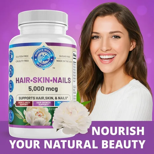 Vista 3 de Suplemento saludable para la piel y las uñas para mujeres y hombres Apoya la claridad de la piel, el crecimiento del cabello y la fuerza