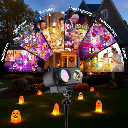 Vista 2 de 2025 Mejora de Luces de Proyector de Halloween y Navidad, COOLWUFAN Luces de Proyector para Interiores y Exteriores con Control Remoto y 20 Efectos