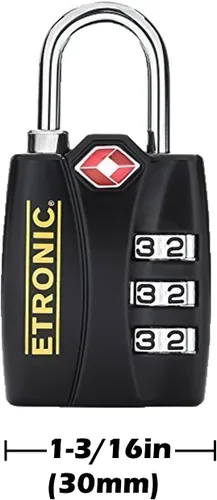Vista 5 de Etronic Cerradura aprobada por la TSA, TSA, indicador de alerta abierta, combinación reiniciable, cerradura de equipaje aceptada por la TSA, 1-316