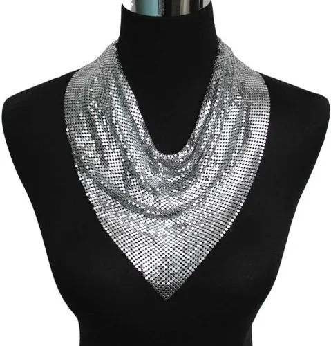 Vista 3 de MANILAI - Collar de metal grueso para mujer, gargantilla estilo babero