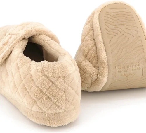 Vista 4 de LazyStep Pantuflas de interior ajustables con espalda cerrada para mujer con espuma viscoelástica acogedora y rizo en todo el cuerpo
