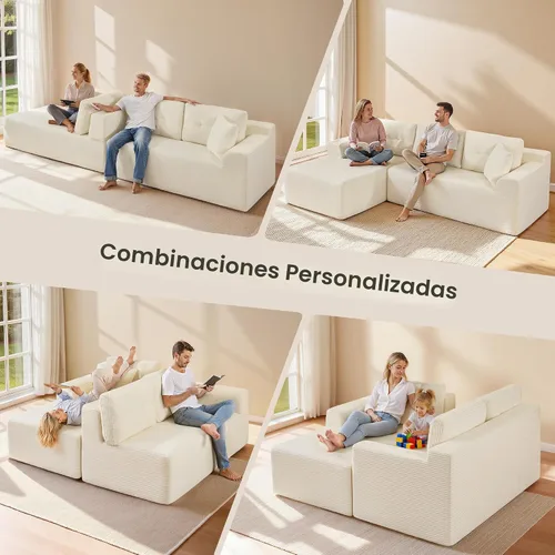 Vista 5 de VASAGLE Sofá modular seccional sin armazón de 108.3 pulgadas con chaise, sofá nube moderno con asiento profundo, sofá de pana en forma de L