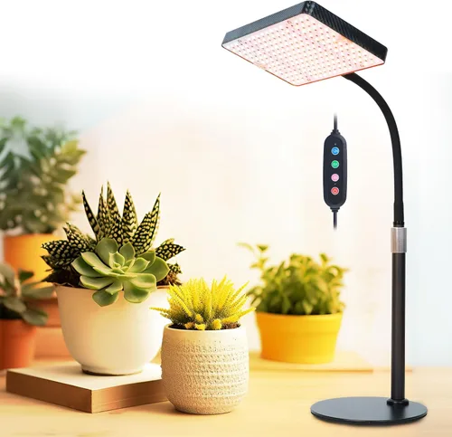 Vista 12 de FECiDA Luz de crecimiento de escritorio de 2 cabezales de 50 W, luces de cultivo de mesa para plantas de interior de espectro completo, temporizador