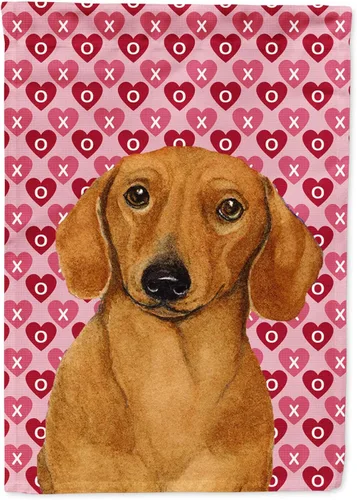 Vista 350 de Caroline's Treasures SS4484GF Bandera de jardín con diseño de bulldog inglés y corazones para el Día de San Valentín, bandera decorativa para patio