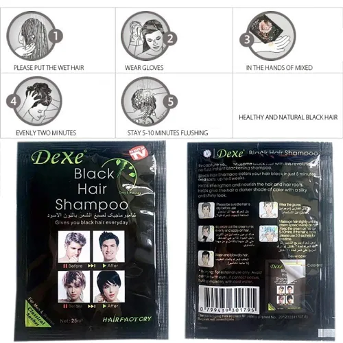 Vista 5 de Vedora Champú instantáneo para cabello negro, semipermanente (D e X e) champú negro para cabello natural, dura 30 días, fórmula de acción rápida