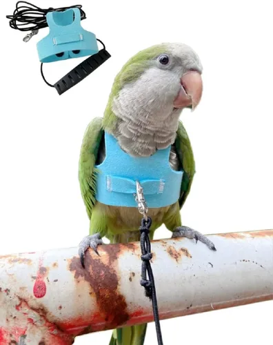 Vista 8 de Chaleco de arnés de vuelo de pájaro, traje de loro con correa para periquitos, cacatúas, conures, ropa voladora y asa para entrenamiento
