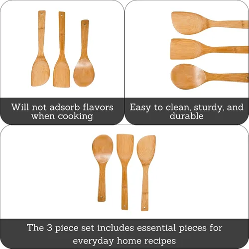 Vista 2 de IMUSA USA Cookware - Juego de cucharas (3 piezas, bambú)
