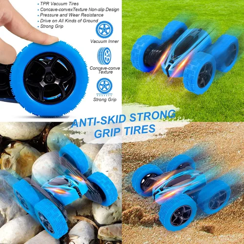 Vista 2 de Coche de control remoto RC Coche de acrobacias reloj Sensor de gestos Coche 4WD de doble cara rotación de 360 grados volcable recargable Coche