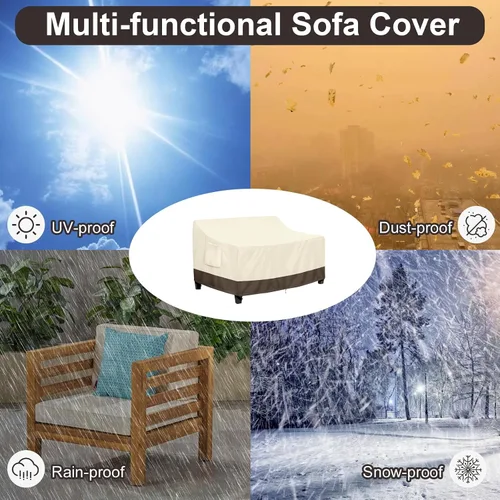 Vista 6 de PureFit Funda impermeable para sofá de exterior, funda para muebles de sofá de patio, funda de sofá biplaza de 2 plazas con ventilación de aire