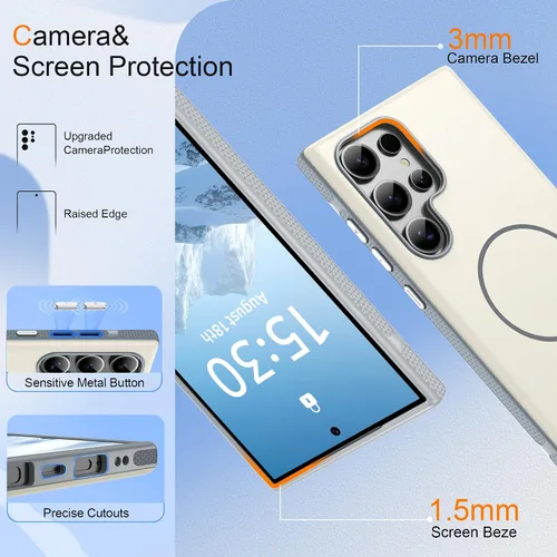 Vista 514 de Jshru Funda para Samsung Galaxy S26 Plus/Galaxy S25 Plus: para Galaxy S24 Plus [compatible con Magsafe] [2 protectores de pantalla HD] cubierta