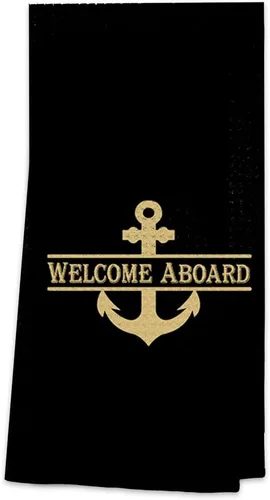 Vista 9 de OHSUL Toallas de playa altamente absorbentes con ancla de barco, toallas de cocina, toallas de baño, toallas de mano de anclaje azul marino