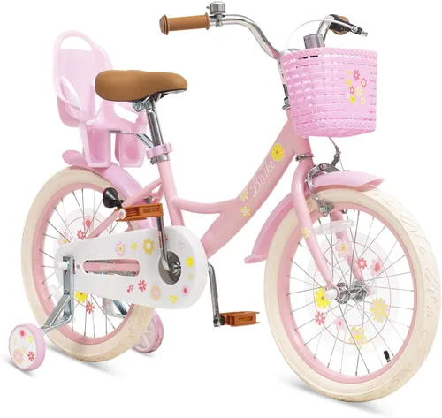Vista 16 de Bixike Girls Bike with Basket for Toddlers and Kids Aged 3-14 Years Old, 12 14 16 18 Inch with Training Wheels & Doll Seat, 20 Inch with Kickstand &