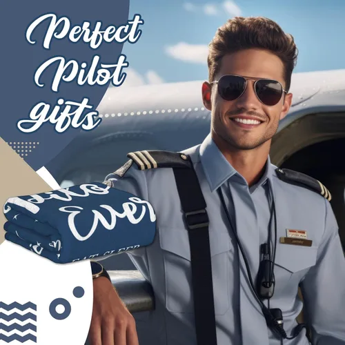 Vista 2 de Regalos de Piloto para Hombres, Regalos de Cumpleaños/Aviación/Avión para Pilotos/Papá/Esposo/Tío, Mantas de Avión 60"X50