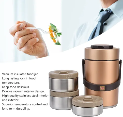Vista 3 de Qiilu Termos para Comida Caliente 24 Horas 304 Acero Inoxidable 2.3L Termos Para Comida Caliente 24 Horas 304 Caja de almuerzo al vacío 3 capas