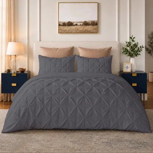 Vista 21 de SLEEP-NEST Luxuries - Funda de edredón plisada decorativa, tamaño individual/individual XL, 68 x 90 pulgadas, 3 piezas, con cierre de cremallera