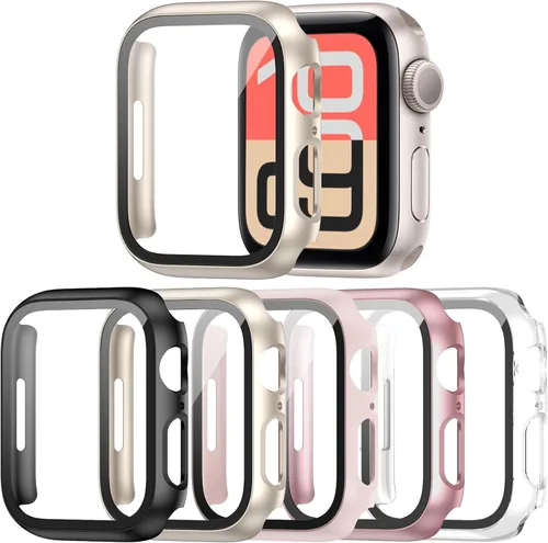 Vista 11 de Paquete de 16 fundas rígidas de PC para Apple Watch de 38 mm Series 3 2 con protector de pantalla de vidrio templado, cubierta protectora 16
