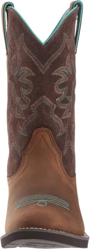 Vista 2 de Ariat Delilah Botas occidentales de punta redonda para mujer, botas de cuero de media pantorrilla, Marrón desteñido