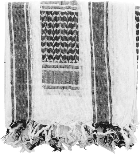 Vista 12 de ARMYU - Bufanda táctica militar árabe Shemagh, Keffiyeh, 100% de algodón Azul & blanco