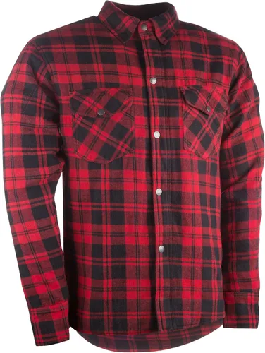 Vista 10 de HIGHWAY 21 Marksman - Camisa de franela a cuadros, con botones para motocicleta, tela protectora de algodón tejida