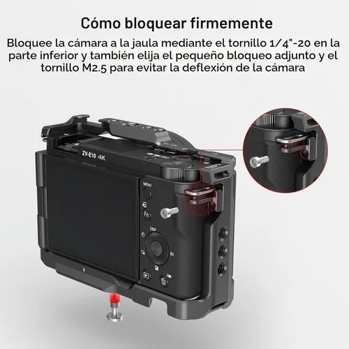 Vista 6 de SmallRig Jaula con placa de liberación rápida incorporada para Arca-Swiss y Cold Shoe para Sony ZV-E10-3531 con zapata fría, 1/4 ''-20 agujeros