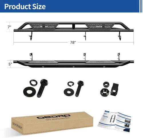 Vista 8 de OEDRO Estribos compatibles con Chevy Colorado/GMC Canyon Crew Cab 2015-2026, barras Nerf con barras laterales negras texturizadas