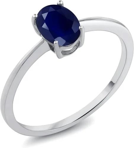 Vista 9 de Gem Stone King Anillo de compromiso solitario con piedra preciosa de oro blanco de 10 quilates, ovalado, 0.27 x 0.19 pulgadas, anillo de promesa