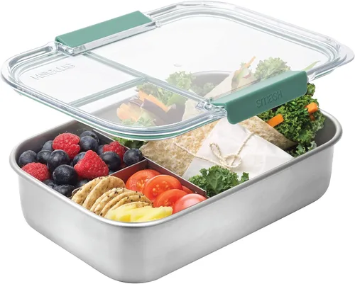 Vista 6 de Smash Lonchera Bento de acero inoxidable, 3 compartimentos, salvia