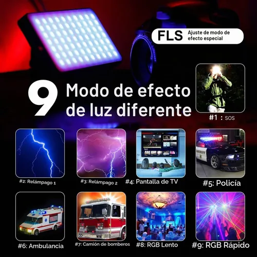 Vista 5 de IVISII Luz de cámara RGB de bolsillo G2, batería recargable integrada de 7200 mAh 360°, gama a todo color, 9 efectos de luz, panel de luz de video