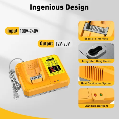 Vista 3 de Repuesto para batería Dewalt de 60 V y cargador rápido DCB118 Combo Naranja