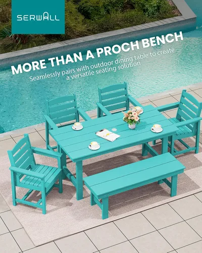 Vista 7 de SERWALL 2-Person Backless Outdoor Bench 56 Inches, Aruba