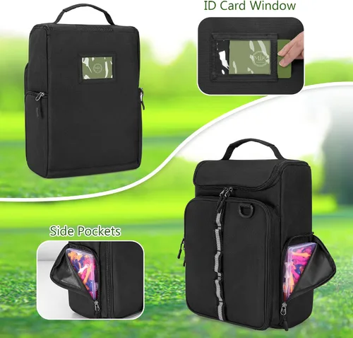Vista 4 de GOBUROS Bolsa para zapatos de golf con capacidad para un par de zapatos de hombre de EE. UU. 14, portador de zapatos de golf con soportes