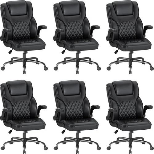 Vista 12 de Silla de oficina ejecutiva, cómodas sillas ergonómicas de escritorio para computadora con reposabrazos abatibles, soporte lumbar, respaldo alto