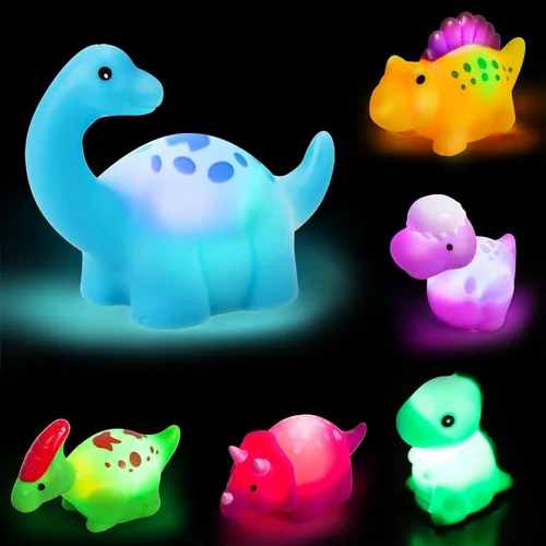 Vista 8 de TOY Life 12 piezas de juguetes de baño de animales que se iluminan para edades 1-3, juguetes de baño luminosos sin agujeros para niños, regalos