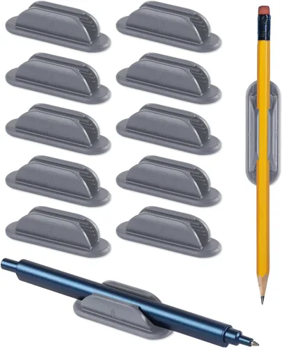 Vista 9 de Tiizze Juego de 10 portalápices adhesivos para escritorio - Soporte de silicona para bolígrafos con 15 piezas de almohadillas adhesivas mejoradas