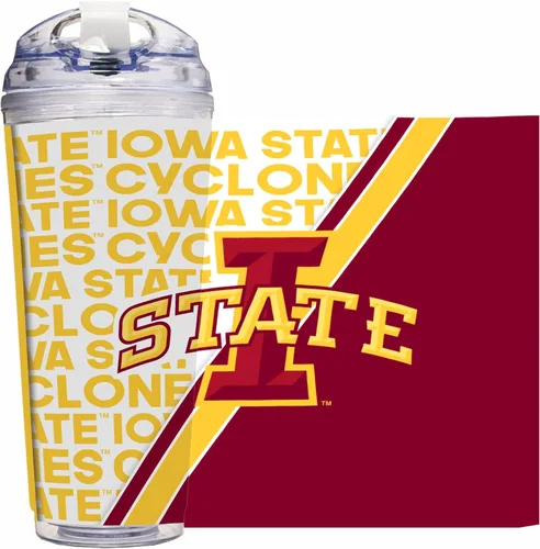 Vista 77 de Rico Industries Taza acrílica NCAA estándar de 24 onzas con tapa con bisagra, taza de doble pared oficialmente licenciada con pajita