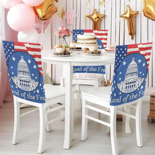 Vista 5 de 4th of July Independence Day White House Land of Free Decorative Chair Cover for Office Chair for Classroom Stools Soft Chair Slip Cover covertores