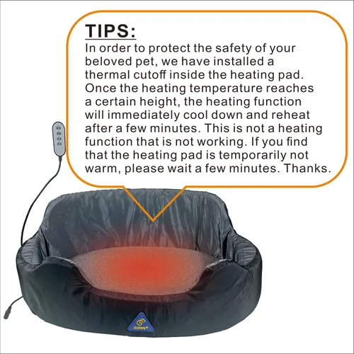 Vista 3 de Cama autocalentable para mascotas con calor ajustable y diseño reversible, 3 ajustes de temperatura, funda extraíble lavable, base impermeable