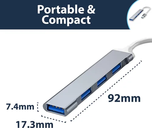 Vista 7 de Adaptador multipuerto USB Hub de 4 puertos USB Splitter USB Expander para laptop, Xbox, unidad flash, disco duro, consola, impresora, cámara