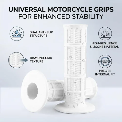 Vista 2 de Empuñaduras de motocicleta, agarre de silicona antideslizante para manillar, par de 7/8 pulgadas para ciclistas, viajeros, viajes, condiciones