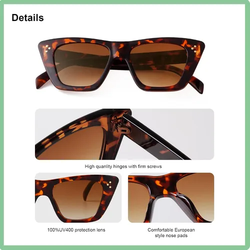 Vista 4 de GIFIORE Gafas de sol retro vintage con diseño de ojo de gato para mujer, gafas de sol para mujer, gafas de sol UV400