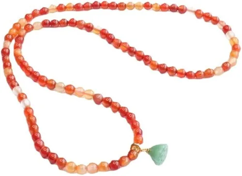 Vista 5 de YinZhiBoo Pulsera de cuentas de ágata roja natural con corona, cristal