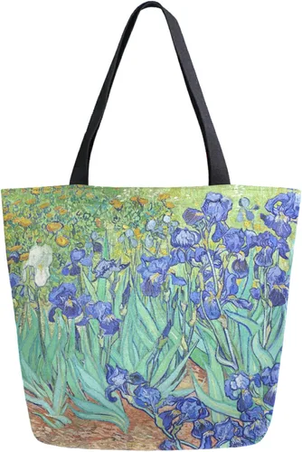 Vista 16 de Naanle Bolsa de lona para mujer, bolso de hombro casual con hoja de palma, reutilizable, multiusos, resistente, para compras, comestibles, algodón