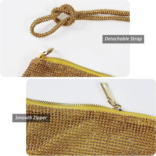 Vista 4 de Baonmy Bolso de noche con diamantes de imitación para mujer, bolso de noche con diamantes de imitación para mujer, bolso de noche para club, boda