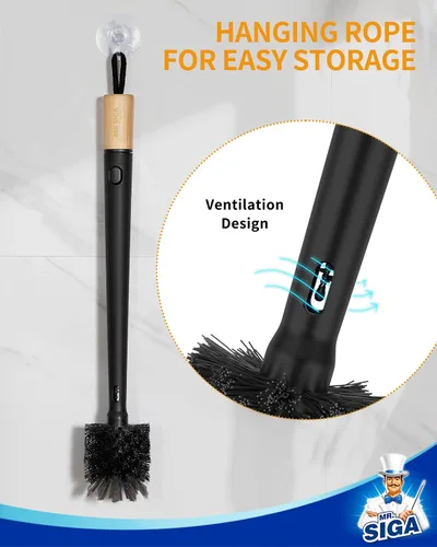 Vista 8 de MR.SIGA Water Bottle Brush and Straw Cleaner Brush, Long Handle Bottle Cleaner Brush, 2 in 1 Bottle Cleaning Brush for Sports Bottles, Baby Bottles