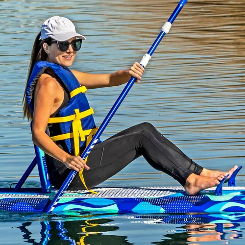 Vista 3 de WAVESTORM SUP Kayak híbrido de 9 pies y 6 pies con parte superior suave de espuma para adultos y niños de todos los niveles de kayak de remo, azul
