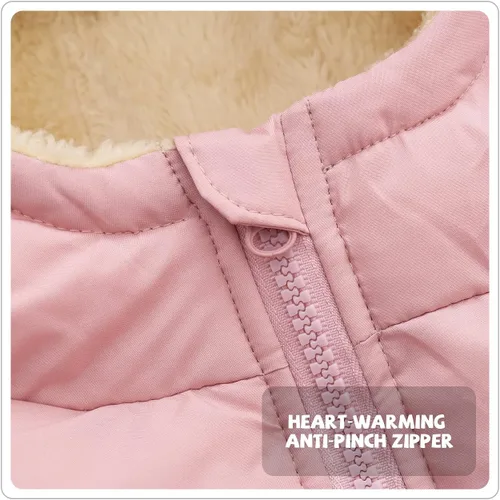 Vista 3 de Abrigo de invierno para niños pequeños, chaqueta de forro polar cálida con capucha para niñas y niños