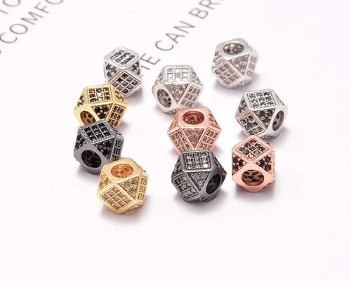 Vista 2 de AD Beads Pulsera de cuentas de zircón con tachuelas de strass