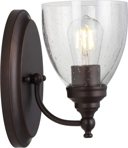 Vista 13 de JONATHAN Y Lámpara de pared LED cromada de 5.5 pulgadas, cableado para baño, pantalla de vidrio transparente con semillas, iluminación de pasillo